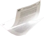 A folded piece of white paper resting on a plain white background.